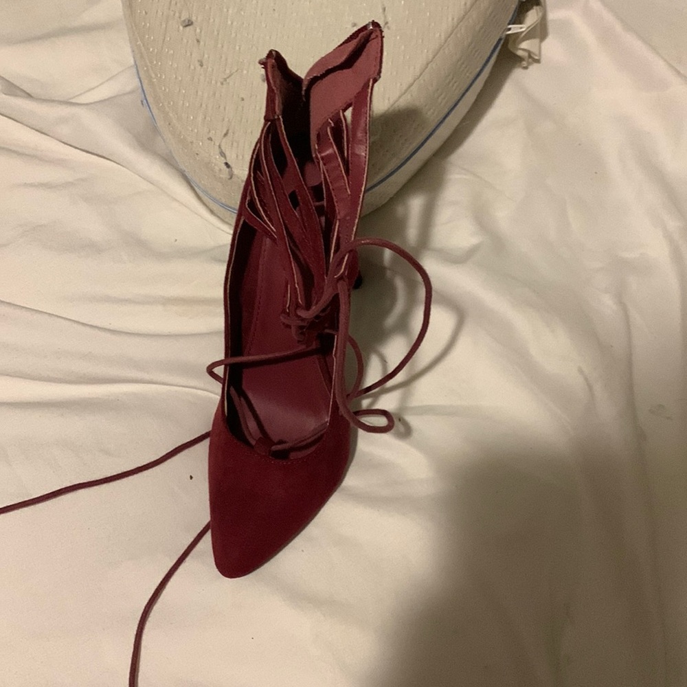 Maroon strappy heels